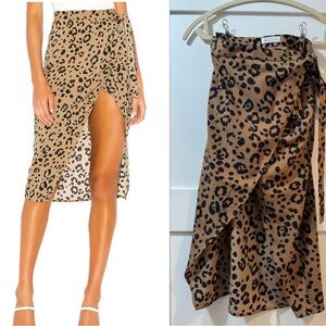 Lovers + Friends Tan Cream Wrap Midi Skirt